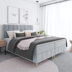 Boxspringbett BEGI 120x200 cm - auf hohen Beinen mit Taschen-Matraze
