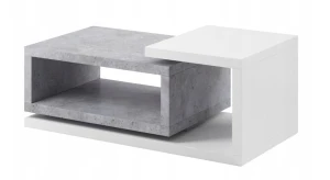 Couchtisch Bota 120 cm Grau Beton / Weiß 2 Ebenen Ablagen Modern