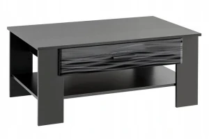 Couchtisch BLACK 4 105 cm Schwarz Matt / Sahara Hochglanz 3D-Dekor 2 Schubladen Modern