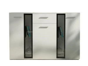Kommode 140 cm Weiß mit Schublade und Schränken moderner Stauraumschrank für Wohnzimmer Schlafzimmer